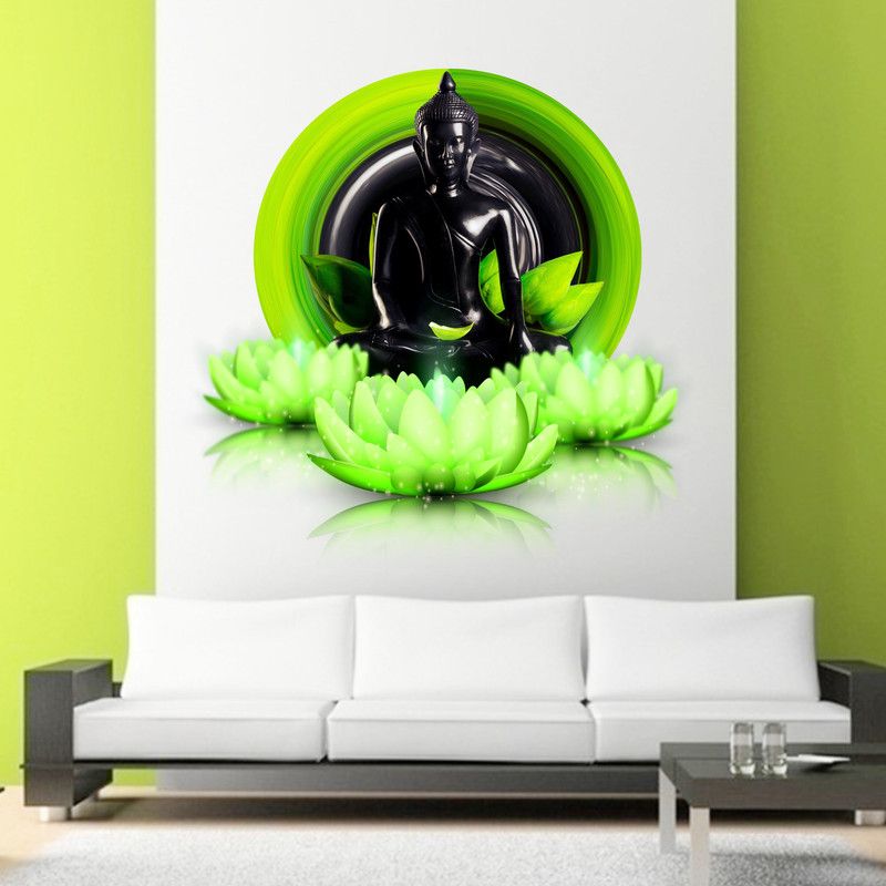 DivineDesigns 61 cm Black Buddha Wall Sticker Self Adhesive Sticker  (Pack of 1)
