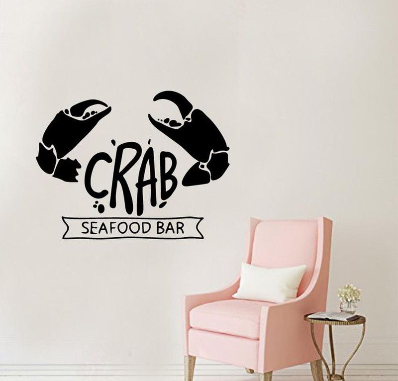 GLOBAL GRAPHICS 62 cm decorative crab seafood bar Wall sticker (pvc vinyl) Reusable Sticker  (Pack of 1)