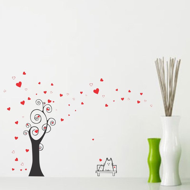 StickMe 100 cm Cute Cats - Love Tree Wall Sticker - SM 022 Self Adhesive Sticker  (Pack of 1)