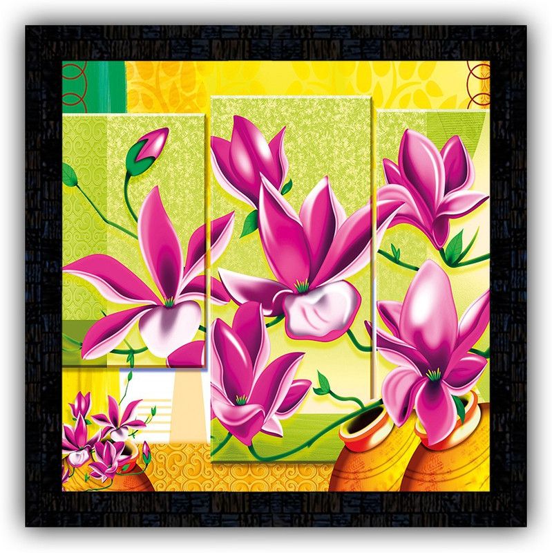 Poster N Frames framed poster of Flower floral-14759 Digital Reprint 14 inch x 14 inch Painting  (With Frame)