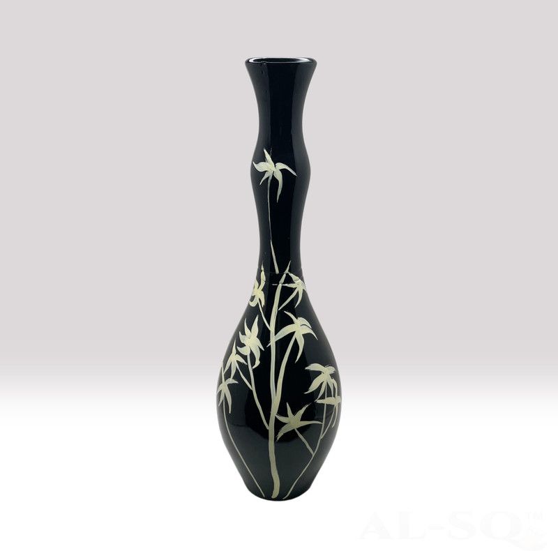 Wooden Vase  (18 inch, Black)