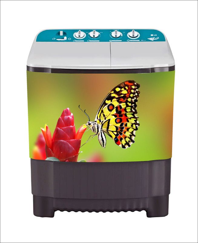 Byte Studio 60 cm decorative multicolour butterfly flower washingmachine sticker Self Adhesive Sticker  (Pack of 1)