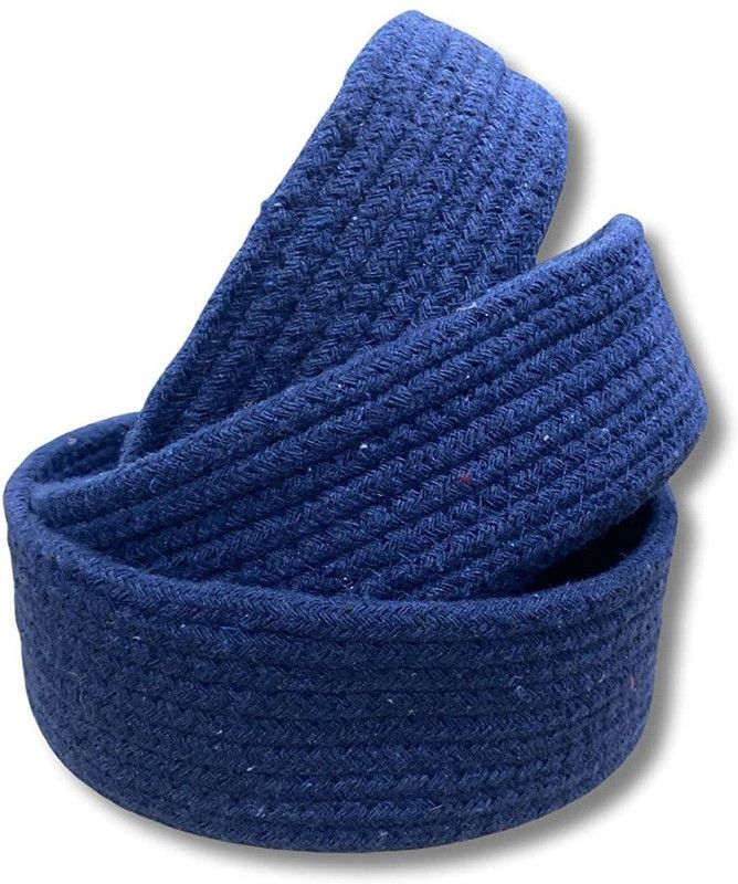 Onesto Blue set of 3 Cotton Flower Basket  (W: 26 cm x H: 9 cm x D: 3 cm)