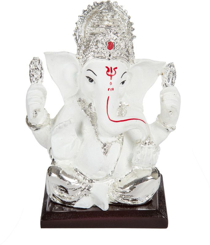 Delhi Gift House Silver Plated Laxmi Ganesh God Idol Statue Decorative Showpiece - 13 cm  (Polyresin, Silver)