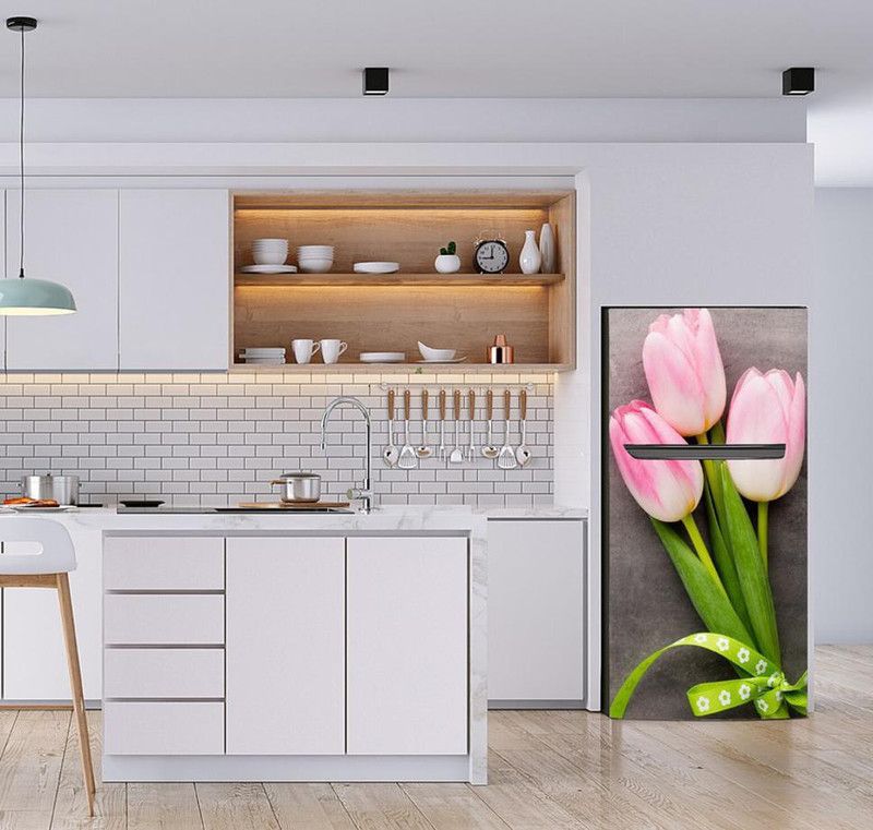 K2a Decor 58 cm Beautiful Pink Lotus Self Adhesive Sticker Fridge wrap Sticker Self Adhesive Sticker  (Pack of 1)
