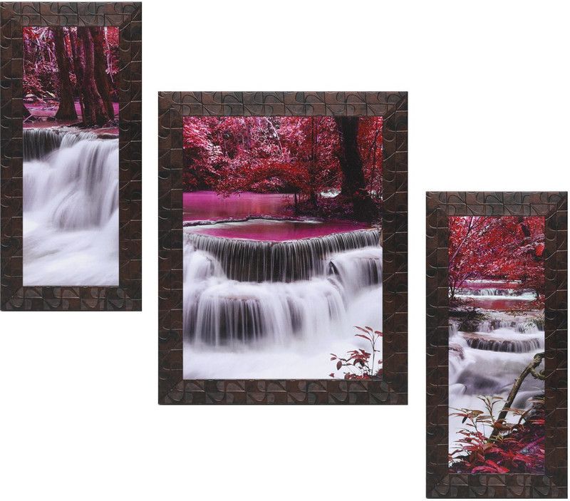 Indianara Set of 3 Painting (3210) Digital Reprint 13.5 inch x 10.2 inch Painting  (With Frame, Pack of 3)