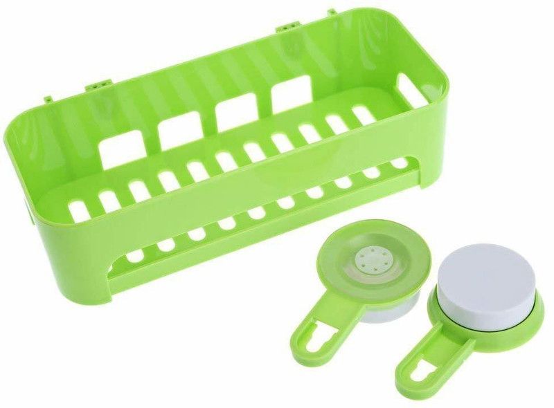 Yatri sons Kitchen Storage and Bathroom Storage Organiser Shelf with Suction Cup Mounting for Holding and Keeping Accessories Plastic Wall Shelf  (Number of Shelves - 1)
