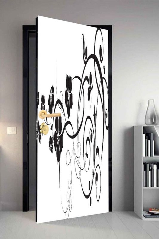 QTH 29.8 cm QTH Floral Dor-4570 Design Door Sticker Self Adhesive Sticker  (Pack of 1)