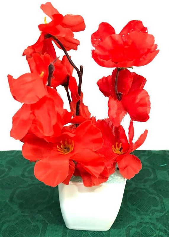 Kotiya Enterprises Red, White Rose Artificial Flower  (9 inch, Pack of 1, Flower Bunch)