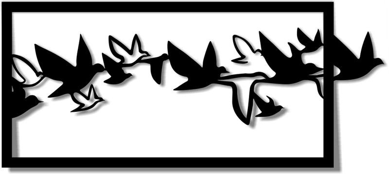 IRIS Decore BIRD FRAME MDF Plaque Cutout Ready to Hang Home Office Decor Wall Art  (10 inch X 21 inch, Black)