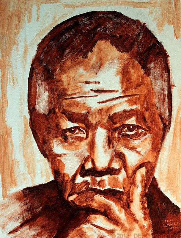 Digital Painting Nelson Mandela Fine Art Portrait on LARGE PRINT 36X24 INCHES Photographic Paper  (36 inch X 24 inch, Rolled)