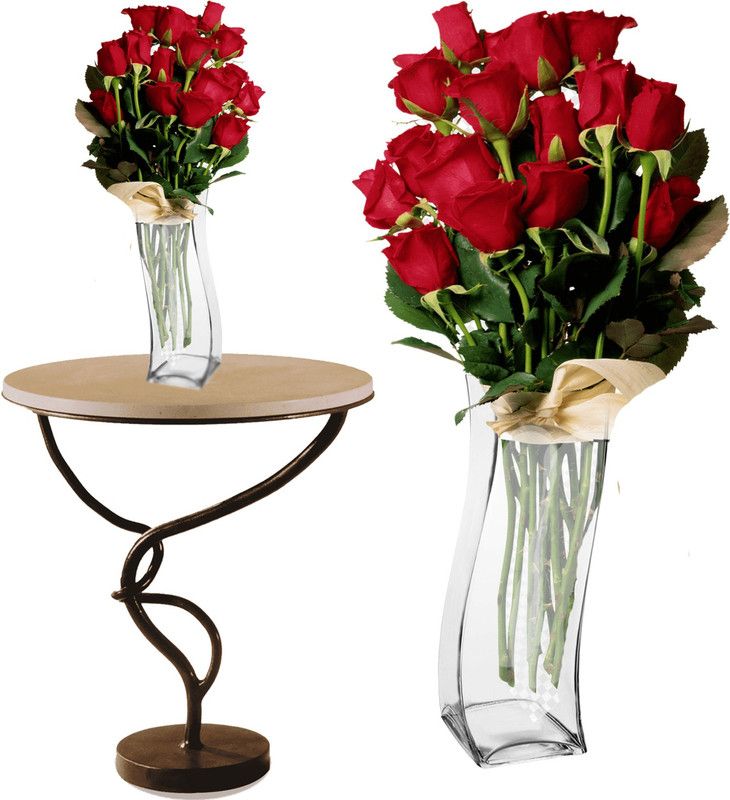 Aakriti S Shape Vase, Clear Glass Square Vase, Home Decor and Table Centerpieces Glass Vase (10" H x 3.5" W) Glass Vase  (10 inch, Clear)