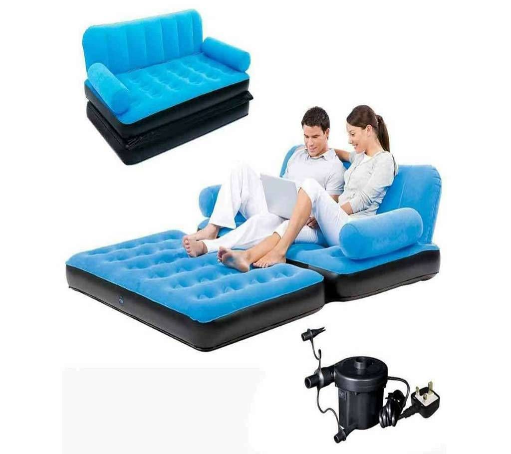 Bestway Inflatable Air Sofa Cum Bed 5 in 1 (Blue)