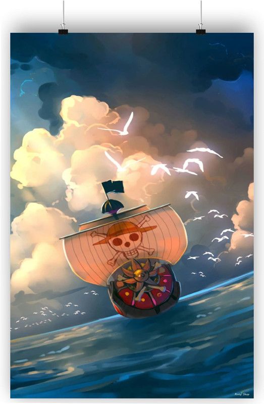 Thousand Sunny Print,The Straw Hat Pirates Paper Print  (18 inch X 12 inch)