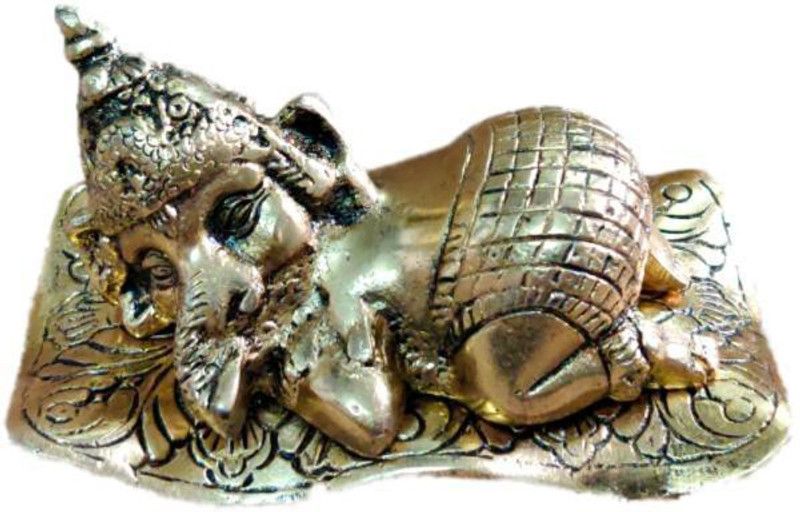 Neo Classic Baby Lord Ganesha Idol Hindu God Shri Ganesh Statue Lord Ganesha Idol Bhagwan Ganpati Decorative Showpiece Decorative Showpiece - 9 cm  (Aluminium, Gold)