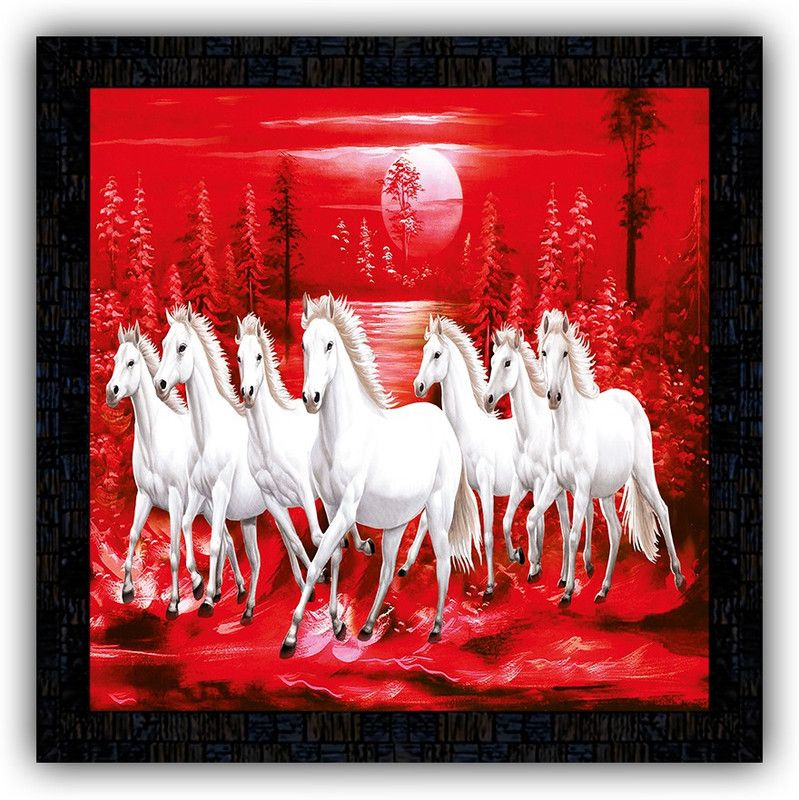 Poster N Frames framed poster of Vastu 7 Horse-5557 Digital Reprint 14 inch x 14 inch Painting  (With Frame)