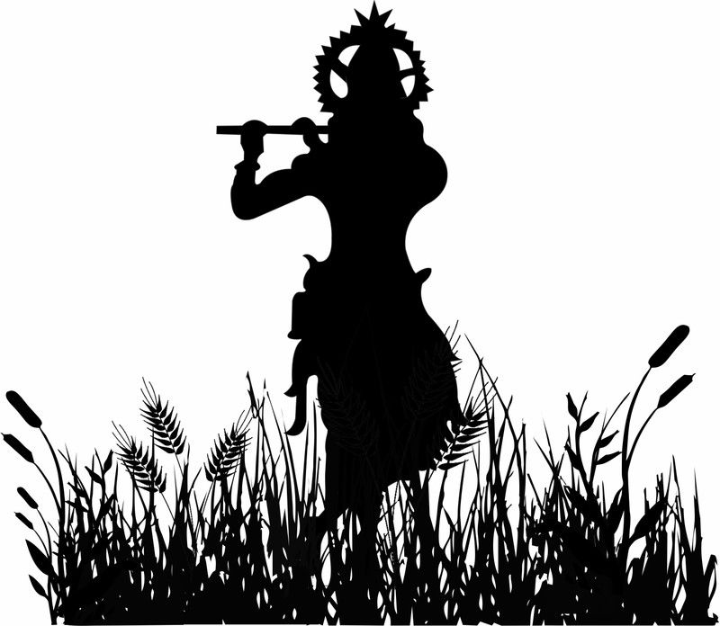 K2A Studio 77 cm Shree Krishna On Grass Wall Sticker (Size:- 67 Cm X 77 Cm) Self Adhesive Sticker  (Pack of 1)