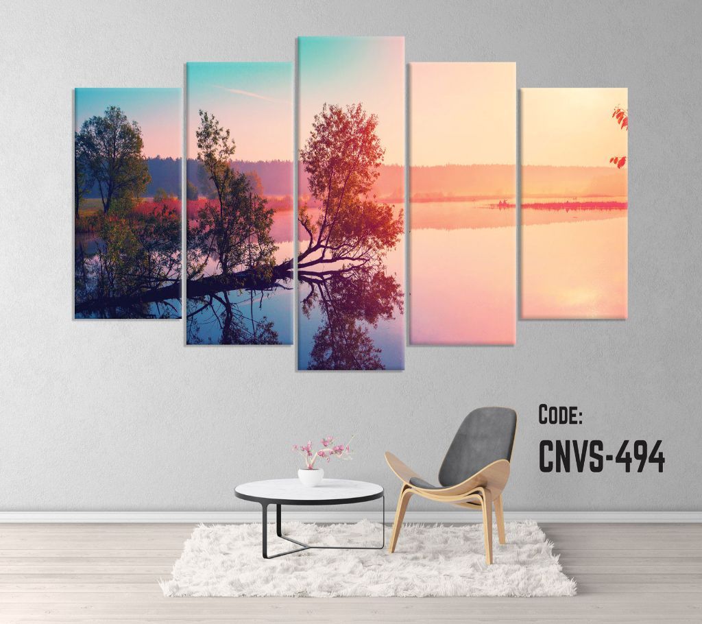 CNVS-494 Morning Lake Nature Wall Canvas Art Prints 48 inch x 24 inch