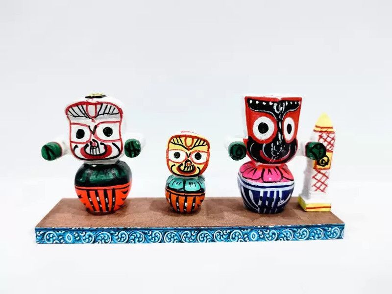 JAGANNATH PURI Hand Painted jagannath Ji Idol wooden Statue Decorative Showpiece - 7 cm  (Wood, Multicolor)