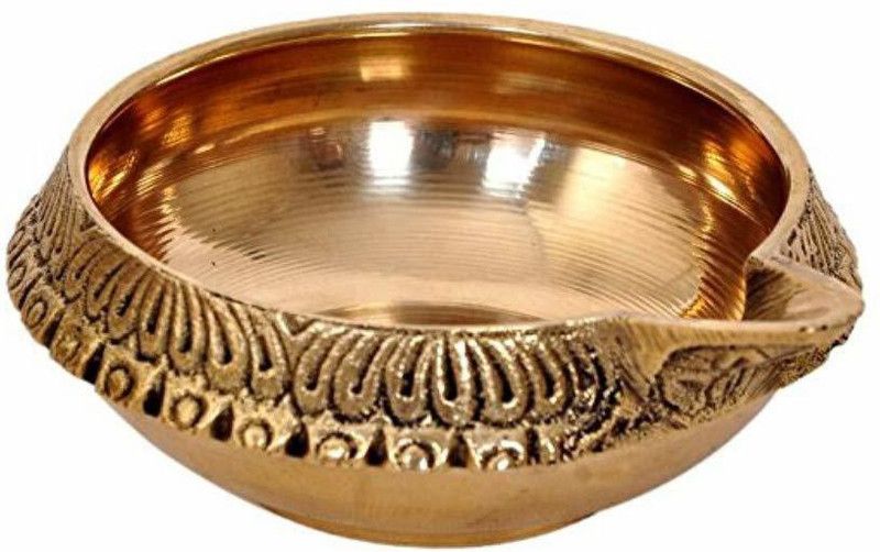 Puja N Pujari Brass Kuber Diya for Puja & Home Decoration on Diwali Brass Table Diya  (Height: 1 inch)