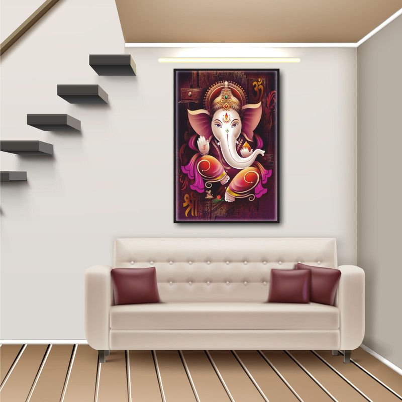 Sai Artss 60.96 cm Ganesh ji Wallpaper For Home Office Living Room Wall Décor size 24x16.5 Inch Self Adhesive Sticker  (Pack of 1)