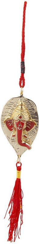 Sukkhi Unique Ganpati Door Hanging In Red And Gold Colour Decorative Showpiece - 26 cm  (Brass, Multicolor)