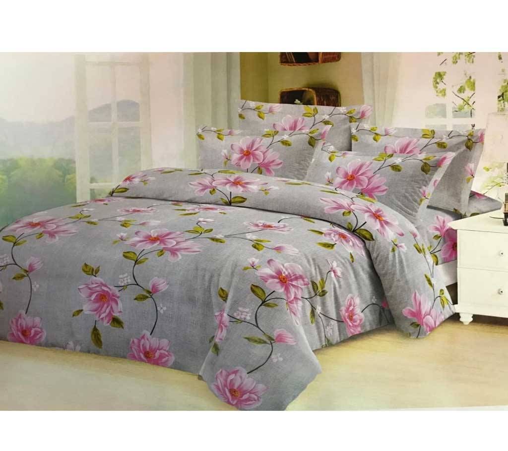Cotton Fabric Multicolor Print 7.5 by 8.5 Feet Double King Size Bedsheet Set with Two Pillow Covers By Sharee Ghar