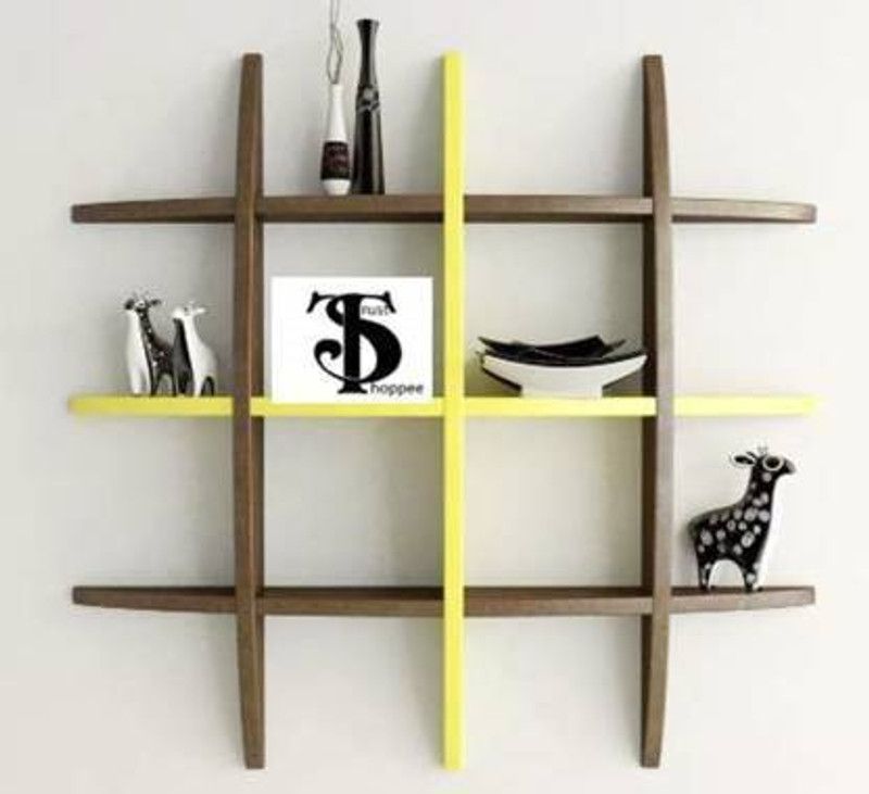 forex max handicrafts MDF (Medium Density Fiber) Wall Shelf  (Number of Shelves - 12, Yellow, Brown)