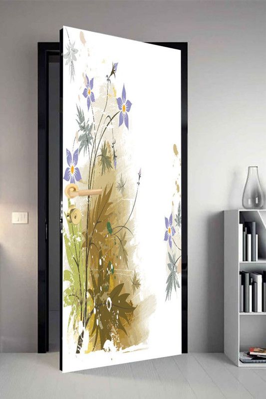 QTH 29.8 cm QTH Floral Dor-4510 Design Door Sticker Self Adhesive Sticker  (Pack of 1)