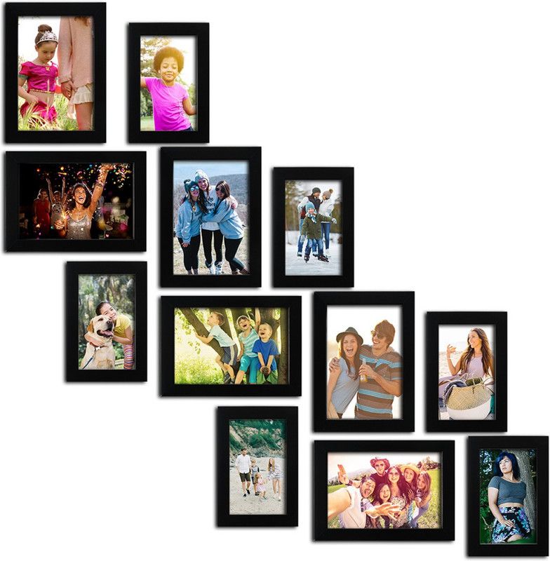 Random Wood Personalized, Customized Gift Best Friends Reel Photo Collage gift for Friends, BFF with Frame, Birthday Gift,Anniversary Gift Wall  (Black, 12 Photo(s), 6 Pcs: 4X6 inch, 6 Pcs: 5X7 inch)