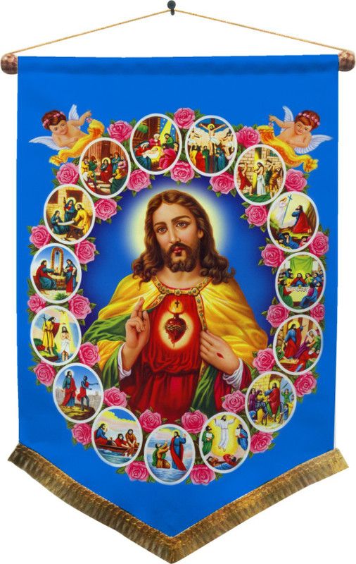 right LordJesus maryWallHanger02 Jesus Mother Mary Tapestry  (Multicolor)