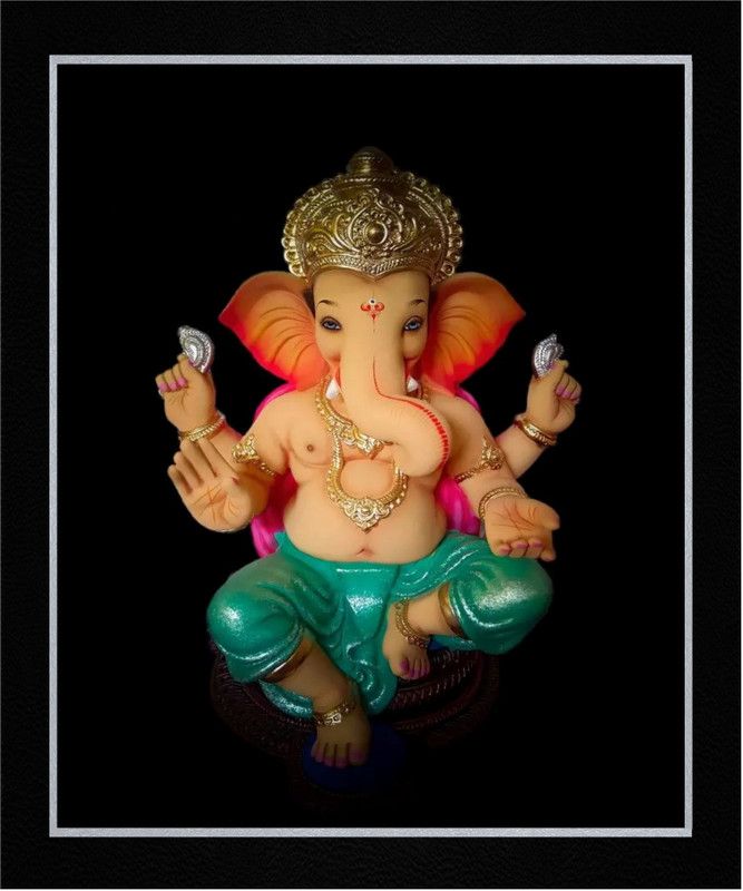 Bhawana Creation SHREE GANESH JI 006 Digital Reprint 10 inch x 8 inch Painting  (With Frame)