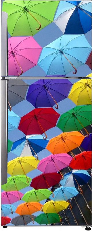 ADVAIT DESIGNS 160 cm Decorative multicolour flying umbrellas fridge sticker Self Adhesive Sticker  (Pack of 1)