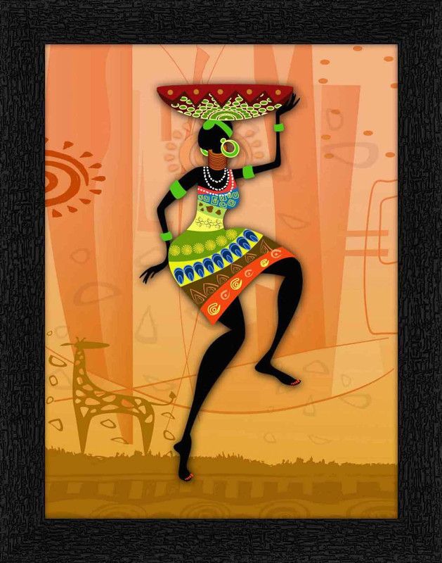 ADS Art Poster The African lady Modern art Painting with Synthetic Frame Digital Reprint 14 inch x 11 inch Painting  (With Frame)