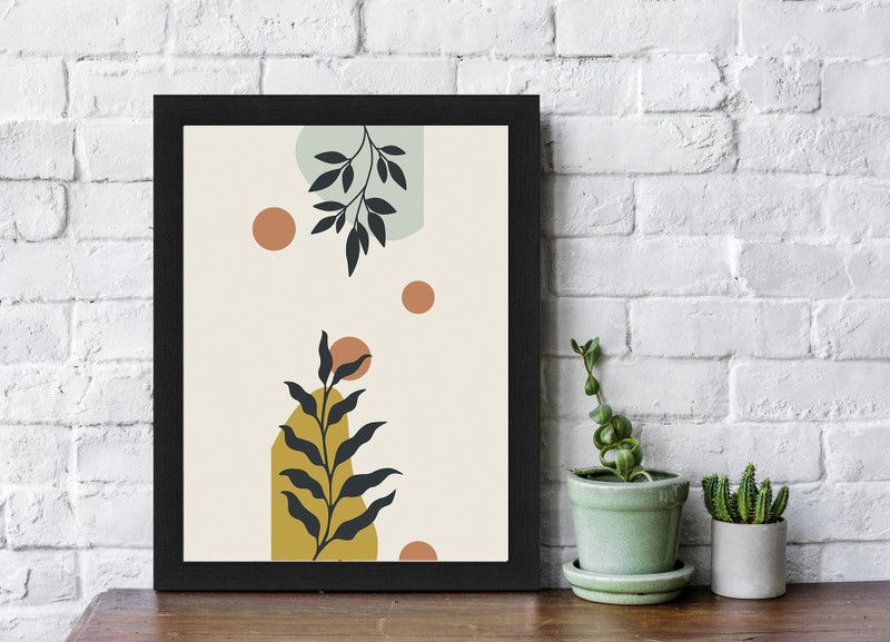 Colorful Botanical Abstract Wall Art - Bedroom Wall Art - Paper Print  (12 inch X 8 inch, Framed)