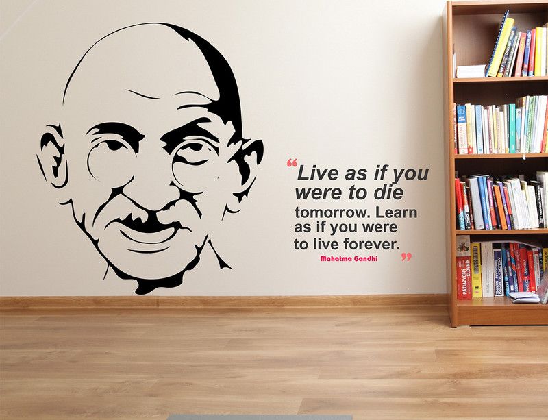 HAPPYSTICKY 80 cm Mahatma Ghandhi Removable Sticker  (Pack of 1)