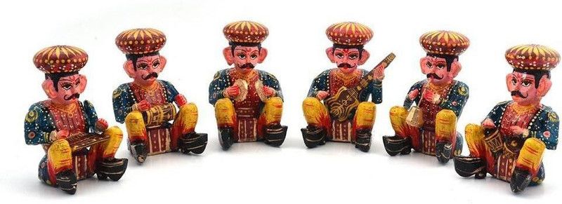 Vivan Creation Rajasthani 6 Piece Musician Bawla Set in Wood -206 Decorative Showpiece - 5 cm  (Wood, Brown)