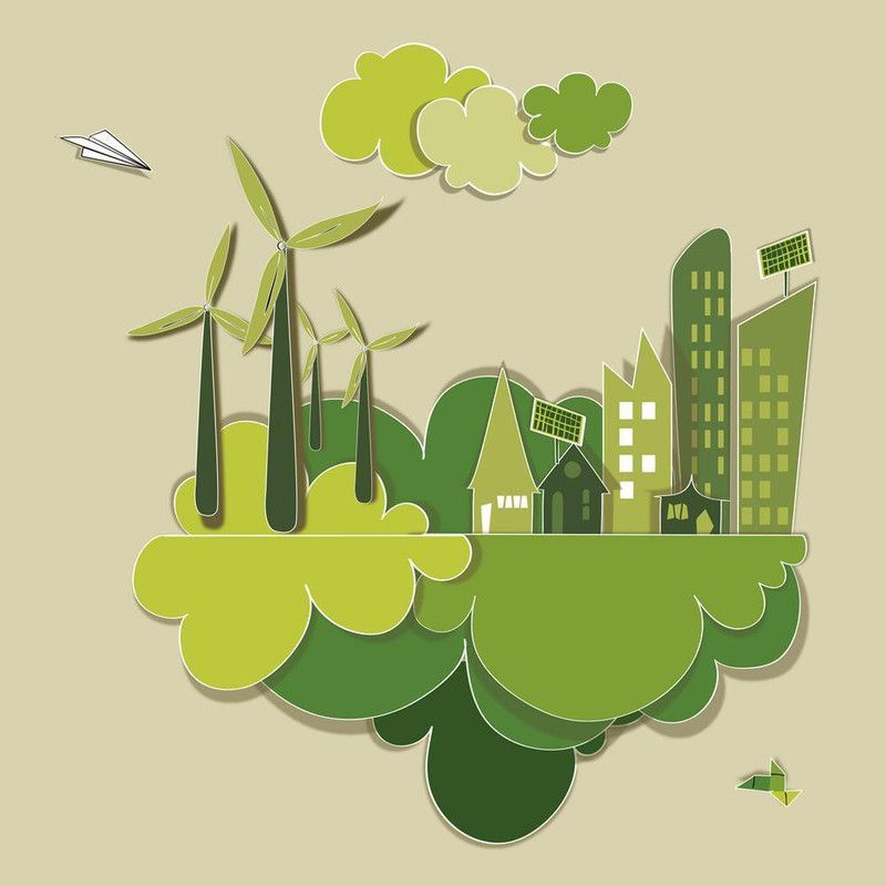 Pitaara Box Ecology Town Unframed Wall Art Painting Print Canvas 28 inch x 28 inch Painting  (Without Frame)