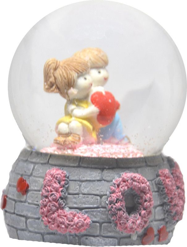 RASHMI CREATION Love lighting GLASS GLOBE beautiful Gifts Polyresine Miniature Couple ,Showpieces for gift for Home Decor Decorative Showpiece - 8.5 cm  (Polyresin, Glass, Multicolor)
