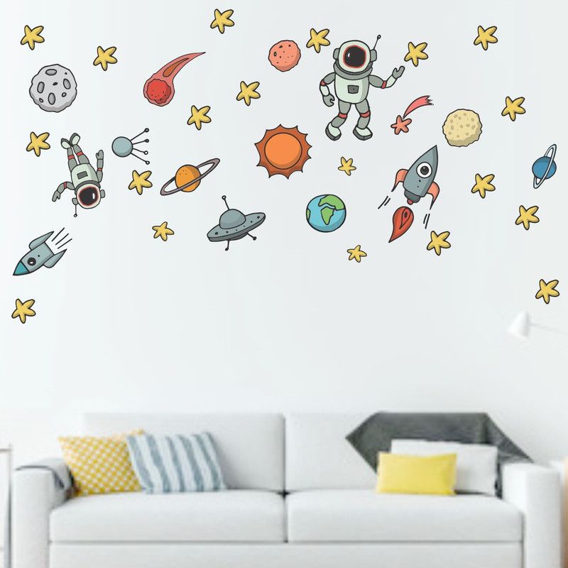 StickMe 100 cm Astronuts Space Galaxy Wall Sticker - SM 475 Self Adhesive Sticker  (Pack of 1)