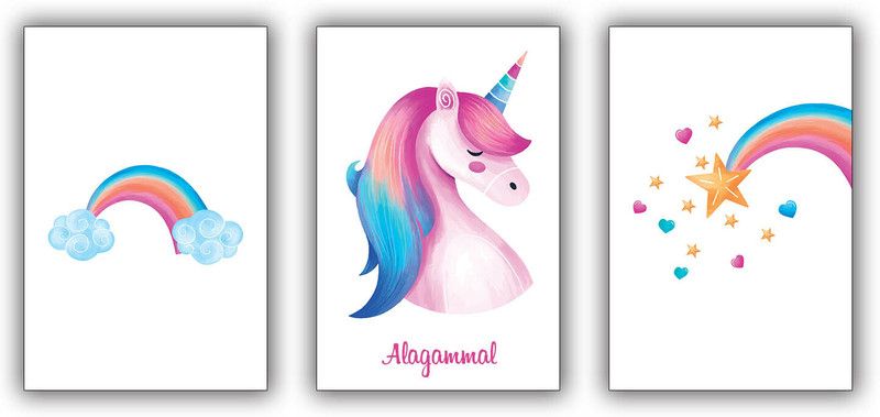 Alagammal Magical Unicorn Paintings / Posters for girls Paper Print  (17.5 inch X 11.5 inch)
