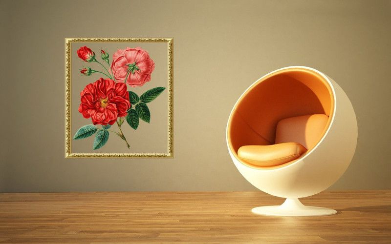 AK WALL STICKERS 66 cm RED ROSE WALL STICKER Self Adhesive Sticker  (Pack of 1)
