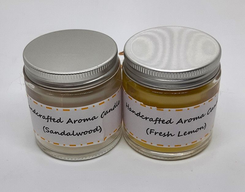 Krti Creation SANDLEWOOD FRESH LEMON COMBO AROMA Candle  (Multicolor, Pack of 2)
