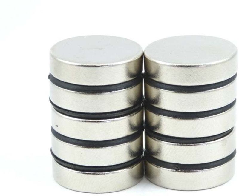 ART IFACT 10 Pieces of 20mm x 5mm Neodymium Magnets - N52 Disc / Cylindrical magnets - Rare Earth NdfeB Fridge Magnet, Multipurpose Office Magnets, Magnetic Paper Holder Pack of 10  (Silver)