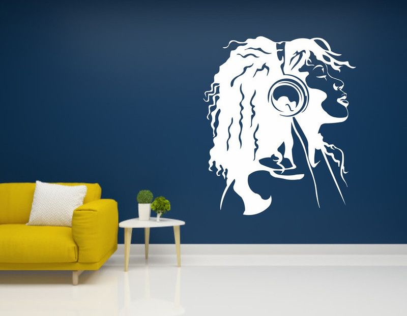Burhani Décor 58 cm Music Wall Sticker Lisning music jaction Wall Decal Sticker (pvc vinyl white) Self Adhesive Sticker  (Pack of 1)