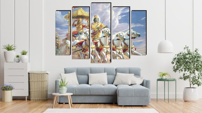 BALKRISHNA WALL STICKER 68 cm krishna arjun wall sticker 3d Self Adhesive Sticker  (Pack of 1)
