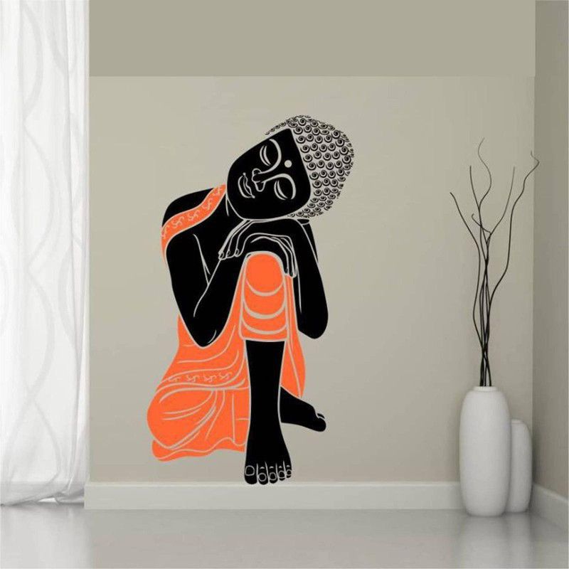 Burhani Decor 61 cm decorative peaceful religious lord of buddha multicolour wall sticker for home décor ( pvc vinyl multicolour ) Self Adhesive Sticker  (Pack of 1)
