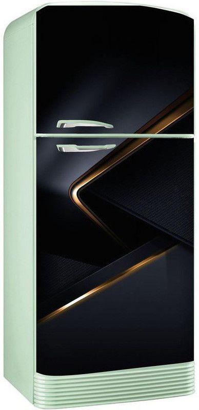 Crown Decals 160 cm abstract decorative 3d golden design with black background full fridge Reusable Sticker  (Pack of 1)