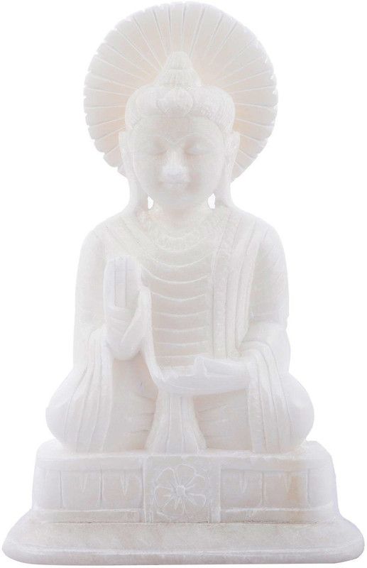 Real Craft Marble Gautam Buddha Statue for Home Decor and Gift |feng Shui Statue for Knowledge Healthy Vibes and Good Luck Decorative|7 Inch Decorative Showpiece - 18 cm  (Marble, White)