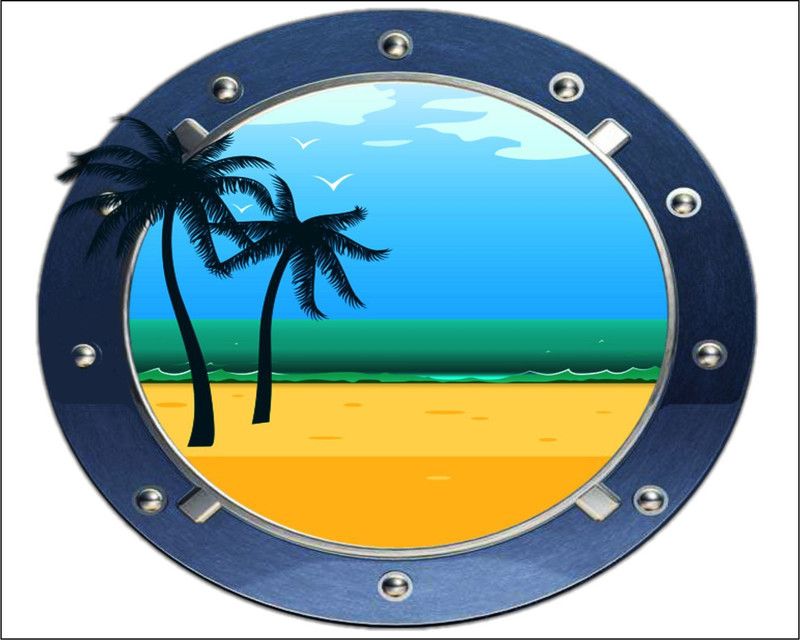Jagvii 35 cm Tree on the beach, Self Adhesive Sticker  (Pack of 1)